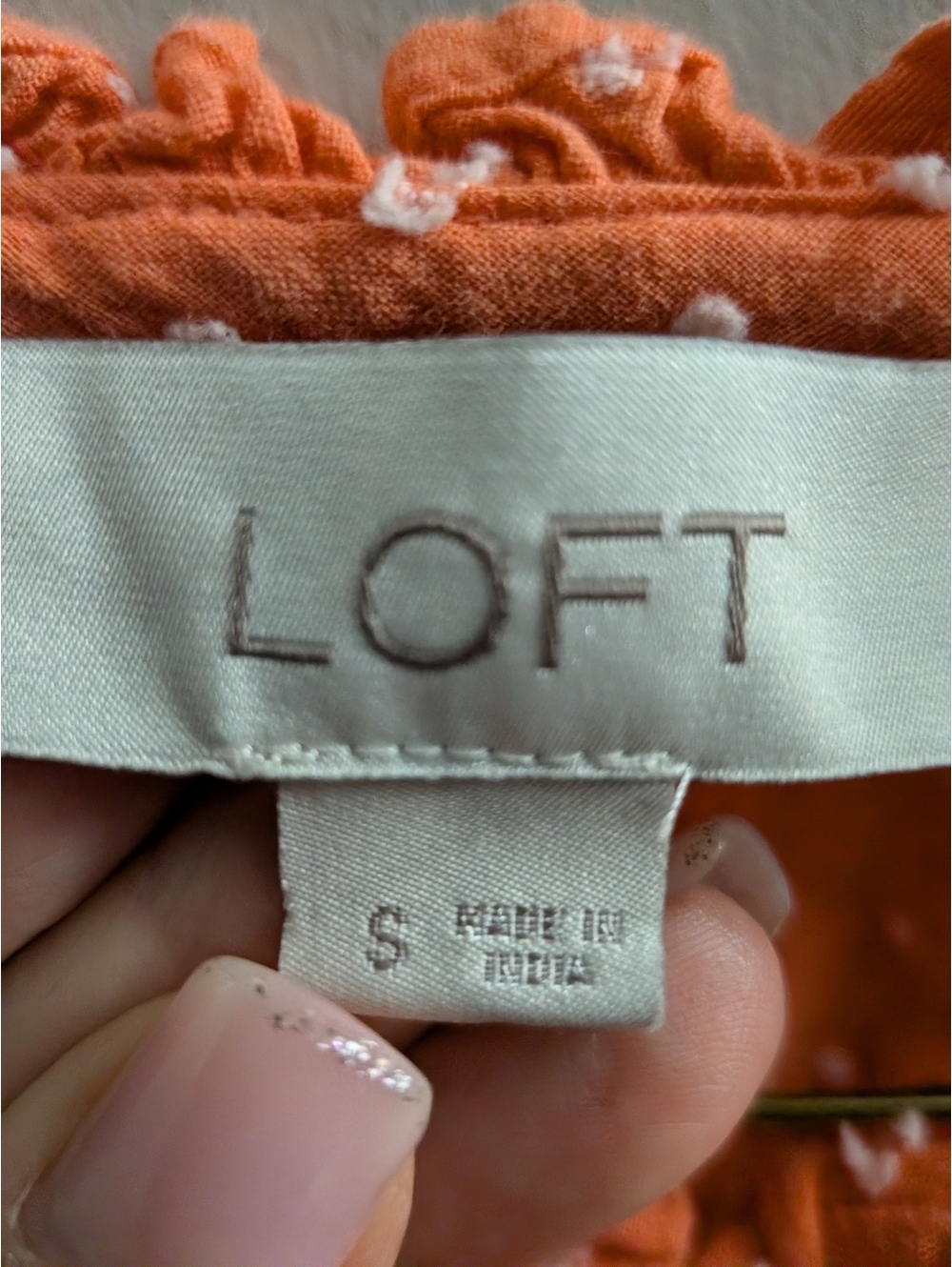LOFT Small Coral Tie Neck Blouse Boho Chic Peasant Cottagecore Casual Smocked - Picture 3 of 6